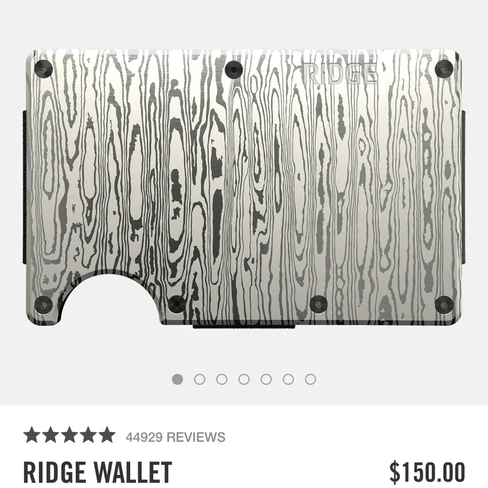 *SOLD*RIDGE Wallet Set - (3) DAMASCUS STEEL (STEEL, BURNT, BLACK) - Picture 10 of 12
